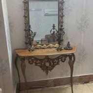 آیینه کنسول با دو شعمدانی برنز