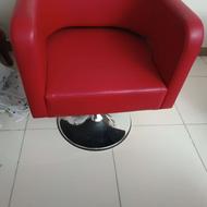صندلی گردان رویه چرم قرمز جک دار