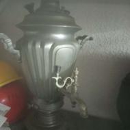 شاقول و سماور برنجی نفتی کاملا سال و کاسه مسی قلم قاجاری