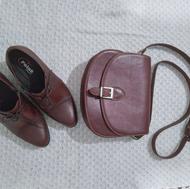 ست کیف و کفش سایز37 چرم طبیعی نو نو
