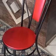 میز ناهارخوری با پایه فلزی و شش عدد صندلی