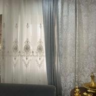 پرده پذیرایی نو و تمیز همراه با شال 4 تیکه