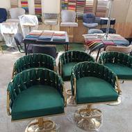 صندلی اوپن جک‌دار لوکس | پایه طلایی | پارچه مخمل در تنوع رنگ