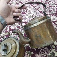 کتری ذغالی مسی مهردار و دستساز قدیمی