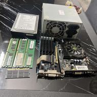 فروش گرافیک یک گیگ دو عدد و سه رم ddr2 دو گیگ