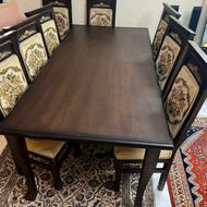 میز ناهارخوری 8 نفره، تمام چوب طرح کتیبه ای