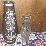 گلدان بلوری و سفالی