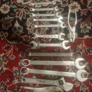 فروش آچار یک دست کامل یکسر رینگی از 10 تا 27 و لوازم دیگر