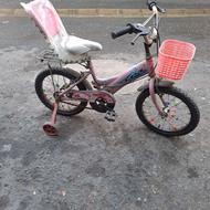 دوچرخه سایز 16 مدل دخترونه سالم و ردیف با کمکی