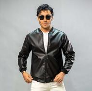 کاپشن چرم خلبانی مشکی.