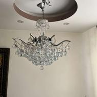 لوستر استیل با آویزهای کریستالی