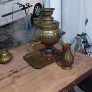 سماور ذغالی سکه سینی سنگ آنتیک