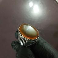 انگشتر نقره روس با روکش نقره 925 عقیق عسلی