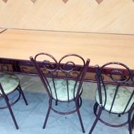 میز فرفورژه و ام دی اف و صندلی