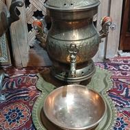 سماور برنجی قلیان برنجی بشقاب مسی قدیمی