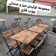 میز و نیمکت چوب فلز صفحه نراد نهار خوری صندلی کد ‌A 675