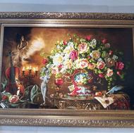 تابلو فرش گل وفرشته سایزبزرگ چله ابریشم