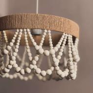 لوستر مدرن با مهره های چوبی قطر 40سانت