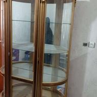 بوفه تمام چوب شیشه ای رنگ طلایی