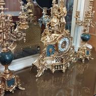 ست ساعت شمعدان برنزی