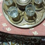 سرویس چای خوری برنجی آنتیک وقدیمی شکیل وزیبا با طراحی هخامنش