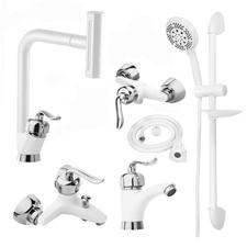 ست شیرآلات آبشاری چهارحالته با علم دوش و شلنگ توالت