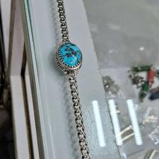 دستبندنقره بانگین فیروزه نیشابوری اصلی خوشرنگ