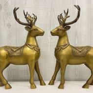 مجسمه گوزن و شیر تمام برنز برنزی