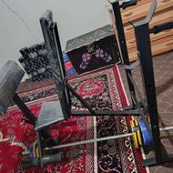 وسایل بدنسازی دستگاه شیش کار جلو ران پشت ران همراه با دمبل