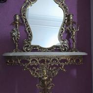 آینه وشمعدان برنزباپایه دیواری