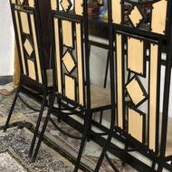 سه صندلی چوبی فلز مدرن