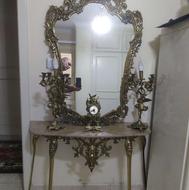 آیینه شمعدان برنز و ساعت