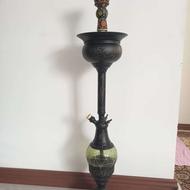 قلیون تنگ شیشه سری سفال کارکرده شده تنه فلزی