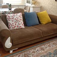 کاناپه تخت خواب شو سه نفره با باکس جا دار