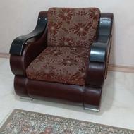 مبل راحتی ترکیب چرم و پارچه