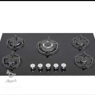 حراج عیدانه گاز5شعله شیشه ای(شیشه نشکن).ضمانت دار