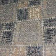 فرش کناره گلیم طوسی سورمه ای در حد نو