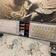 تختخواب دونفره ام دی اف کاملا سالم و پر کشو ویترین 2000