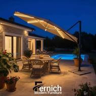 چتر پایه کنار فضای باز باغ ویلا و کافه رستوران ایرزی