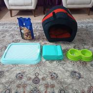 وسایل سگ با کیفیت تخت خواب و غذاخشک یک بار استفاده شدند