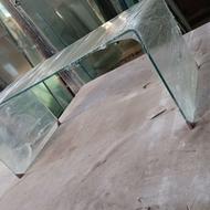 میز خم عسلی جلو مبلی شیشه عسلی