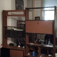 کتابخانه و کمد چوبی روکش چرم مصنویی