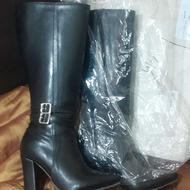 بوت تمام چرم ساق بلند پاشنه بلند