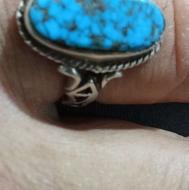 نیگین اویزشمایل عقیقه باستانی فیروزه تمام دست سن