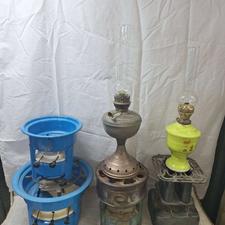 چراغ نفتی گردسوز لمپا دو فیتیله قدیمی عتیقه