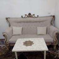 مبل نیمه استیل 7 نفره با جلو مبلی و عسلی