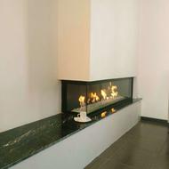 شومینه گازی کنج شیشه کامل و نیمه