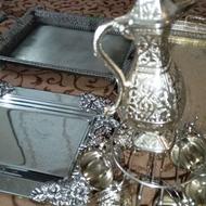 ست چایخوری نقره مارک سنا+سه عدد سینی