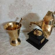 هاونگ برنجی برنزی کلکسیون آنتیک دکوری ظروف آشپزخانه