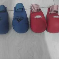 زانو بند و پاه بند و دستکش کاراته نو و تمیز